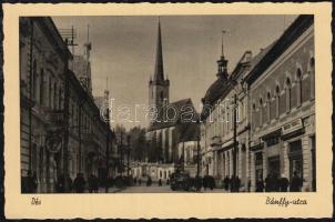 Dés, Bánffy utca / street, church, shops (EK)