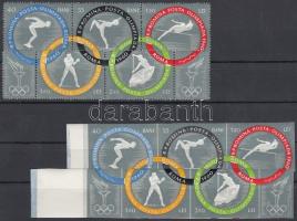 Summer Olympics in Rome perforated + imperforated stripe of 3, Nyári olimpia, Róma fogazott és vágott hármascsíkok