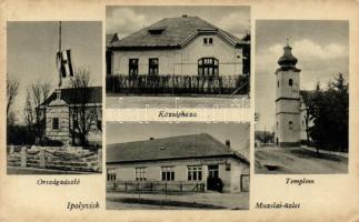 Ipolyvisk községháza, országzászló, templom, üzlet / town hall, flag, church, shop (fl)