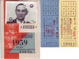 1959-es bérlet + 2 db BKV jegy