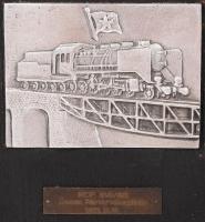 MDP. Mávag 1951 alumínium plakett, fa talpazaton, 18×11 cm