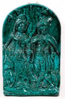 Dopie jelzéssel mázas kerámia fali kép, hibátlan, 34×22 cm