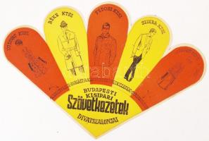 Cca 1980 BKSS divatszalonjai, karton reklám, 29×19 cm