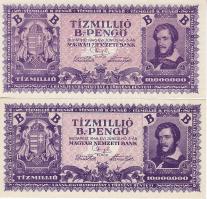 1946 10.000.000 B-pengő forgalmi T:I + 10.000.000 B-pengő minta perf. T:I