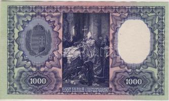 1927 1000P fázisnyomat teljes hátlap, előlap csak alapnyomattal, sorozat és sorszámmal, teljes magasságban áthúzódó szép papírránccal T:I RRR!!!