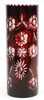 Colony rubinvörös kristály váza, többrétegű, csiszolt, hámozott, hibátlan, jelzett, m:25 cm