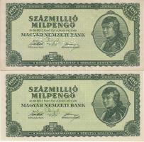 1946 100.000.000 Milpengő forgalmi T:I + 100.000.000 Milpengő minta perf. T:I