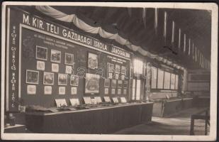 1936 Jelfy Gyula: Magyar Téli Gazdasági Iskola kiállításfotója, fotóképeslap, pecséttel jelzett, 14x...