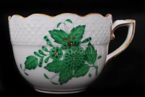 Herendi Apponyi mintás mokkás csésze és alj, kézzel festett, jelzett, hibátlan