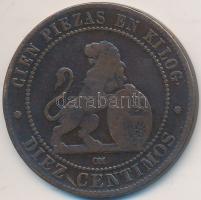 Spanyolország 1870. 10c Cu T:3
Spain 1870. 10 Centimos Cu C:F
Krause KM#663