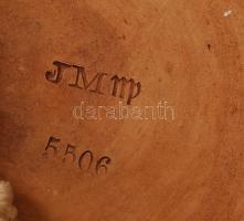 Életképes festett kerámia falitányér, jelzett, hibátlan, d:31 cm