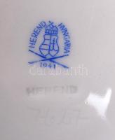 Herendi virág mintás tálka, kézzel festett, jelzett (1941), hibátlan, kopott aranyozás, 14,5×23 cm