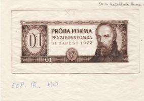 1973 Próbaforma barna extrém szélességű illesztőkeresztes  alul kézírásos sorszámozással ellátva T:I R!