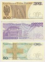 Lengyelország 1988. 50Zl + 1982. 500Zl + 1993. 100.000Zl T:I-III
Poland 1988. 50 Zlotych + 1982. 500...