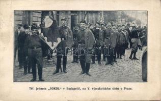 Praha, Tel. jednota 'SOKOL' v Budapesti, na V. vsesokolském sletu v Prazne / Hungarian Sokol group (wet damage)