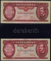 100Ft forgalmi: 1946 T:I, 1947 T:II+, 1949  T:I, 1957 T:I elcsúszott sorozatszámmal!, 1960 T:I elcsú...