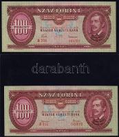 100Ft forgalmi: 1946 T:I, 1947 T:II+, 1949  T:I, 1957 T:I elcsúszott sorozatszámmal!, 1960 T:I elcsú...