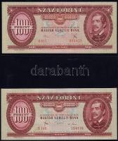 100Ft forgalmi: 1946 T:I, 1947 T:II+, 1949  T:I, 1957 T:I elcsúszott sorozatszámmal!, 1960 T:I elcsú...