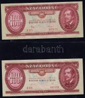 100Ft forgalmi: 1946 T:I, 1947 T:II+, 1949  T:I, 1957 T:I elcsúszott sorozatszámmal!, 1960 T:I elcsú...