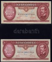 100Ft forgalmi: 1946 T:I, 1947 T:II+, 1949  T:I, 1957 T:I elcsúszott sorozatszámmal!, 1960 T:I elcsú...