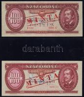 100Ft forgalmi: 1946 T:I, 1947 T:II+, 1949  T:I, 1957 T:I elcsúszott sorozatszámmal!, 1960 T:I elcsú...