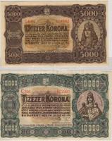 1923 5000K T:II + 10.000K "Magyar Pénzjegy nyomda" T:I