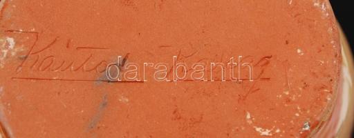 Kántor Karcag, madaras butella, mázas festett kerámia, jelzett, hibátlan, felirattal, m:27 cm