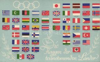 Olympische Sommerspiele 1936, die Flaggen der teilnehmenden Länder / 1936 Summer olympics, the flags of the participating countries