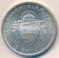 1938. 5P Ag "Szent István" T:1-,2 Adamo P8.1