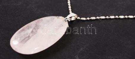 Rózsakvarc függő ezüst (Ag) láncon, jelzett, 6,1 g /
rose quartz pendant with silver nacklace