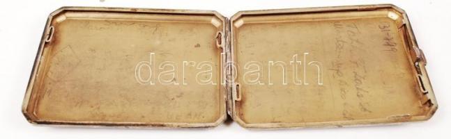 Ezüst (Ag) cigaretta tárca zománc berakással, vésett díszítéssel, 11x8,5 cm, 157,8 g /
silver cigare...