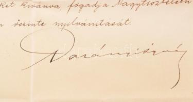 1902 Darányi Ignác földművelésügyi miniszter saját kézzel aláírt levele Szél Kálmán nagyszalontai es...