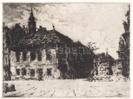 Rimaszéky-Richter Aladár (1898-?): Budapest 1945. Rézkarc 4/50, papír, jelzett, 23×31 cm