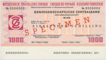 Ausztria / Bécs DN Szövetkezeti Központi Bank Részvénytársaság 1000Sh utazási csekk SPECIMEN T:I- Austria / Vienna ND Genossenschaftliche Zentralbank Aktiengesellschaft 1000 Schilling travellers cheque SPECIMEN C:AU