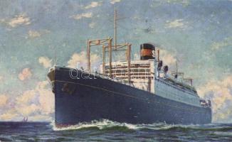 Steamship, S.S. President, postcard to the Minister Counsellor, Dr. Harmatzy Dezső (small tear)