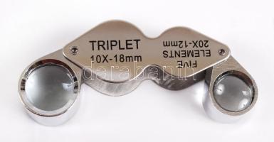 Triplet 10x-18mm, 20x-12mm-es nagyító eredeti dobozában