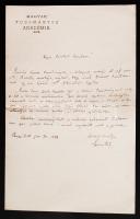 1887 Gyulai Pál (1826-1909), a Magyar Tudományos Akadémia elnökének saját kézzel írt levele, melyben Garda Samu, későbbi irodalomtörténészt ajánlja