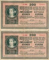 1918 200K (2x)egymásutáni csak egy ugrású sorszámmal! T:II