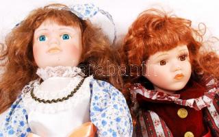 2 db porcelán fejű baba, jó állapotban, m:38 cm (2×)