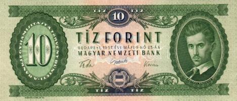 1957 10Ft enyhén ferdén vágva! T:II csak egyszer hajtva!