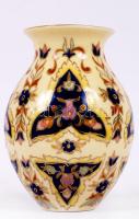 Zsolnay porcelán kék-lila, kézzel festett virágmintás váza, hibátlan, jelzett, m: 13 cm / Hand painted Zsolnay vase