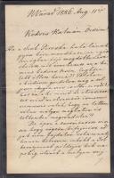 1886 dr. Miskolczy Mihály gazdasági szakíró saját kézzel írt levele Szél Kálmánnak, Arany János vejének, melyben részvétét fejezi ki lánya, Szél Piroska elhunyta miatt