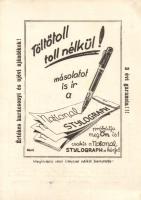 National Stylograph töltőtoll reklám, naptár a hátoldalon / Fountain pen advertisement, calendar on the back side  s: Báró (EK)