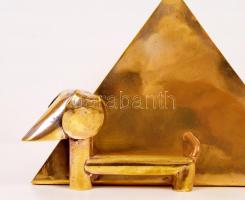 Tevan Margit (1901-1978): Szalvétatartó kutyussal, kézi munka, ezüstözött sárgaréz, jelzett, m:9,5 c...