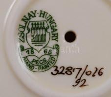 Zsolnay pillangó mintás gyertyatartó, kézzel festett, jelzett, hibátlan, m:14 cm /Hand painted, mark...