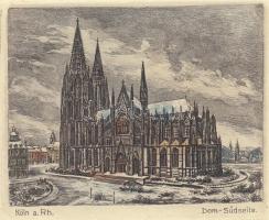 Jelzés nélkül: A Kölni dóm. Rézkarc, papír, jelzés nélkül, 17x11 cm