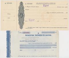 ~1940-1950. "Magyar Nemzeti Bank" 3xklf kitöltetlen csekk T:I,I-