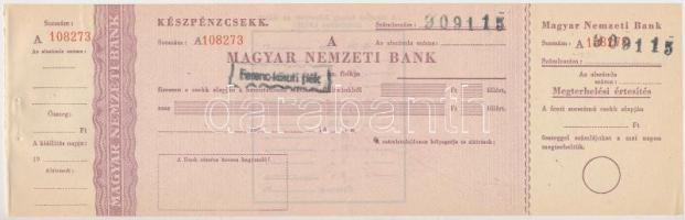 ~1940-1950. "Magyar Nemzeti Bank" 3xklf kitöltetlen csekk T:I,I-