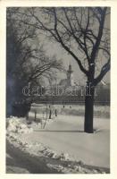1943 Győr télen, Radó-sziget, Karmelita rend, photo