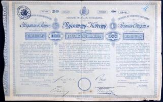 Budapest 1884. Magyar Jelzálog-Hitelbank Nyeremény-Kötvény 100K-ról, 3 nyelven, szárazpecséttel, szelvényekkel T:III
